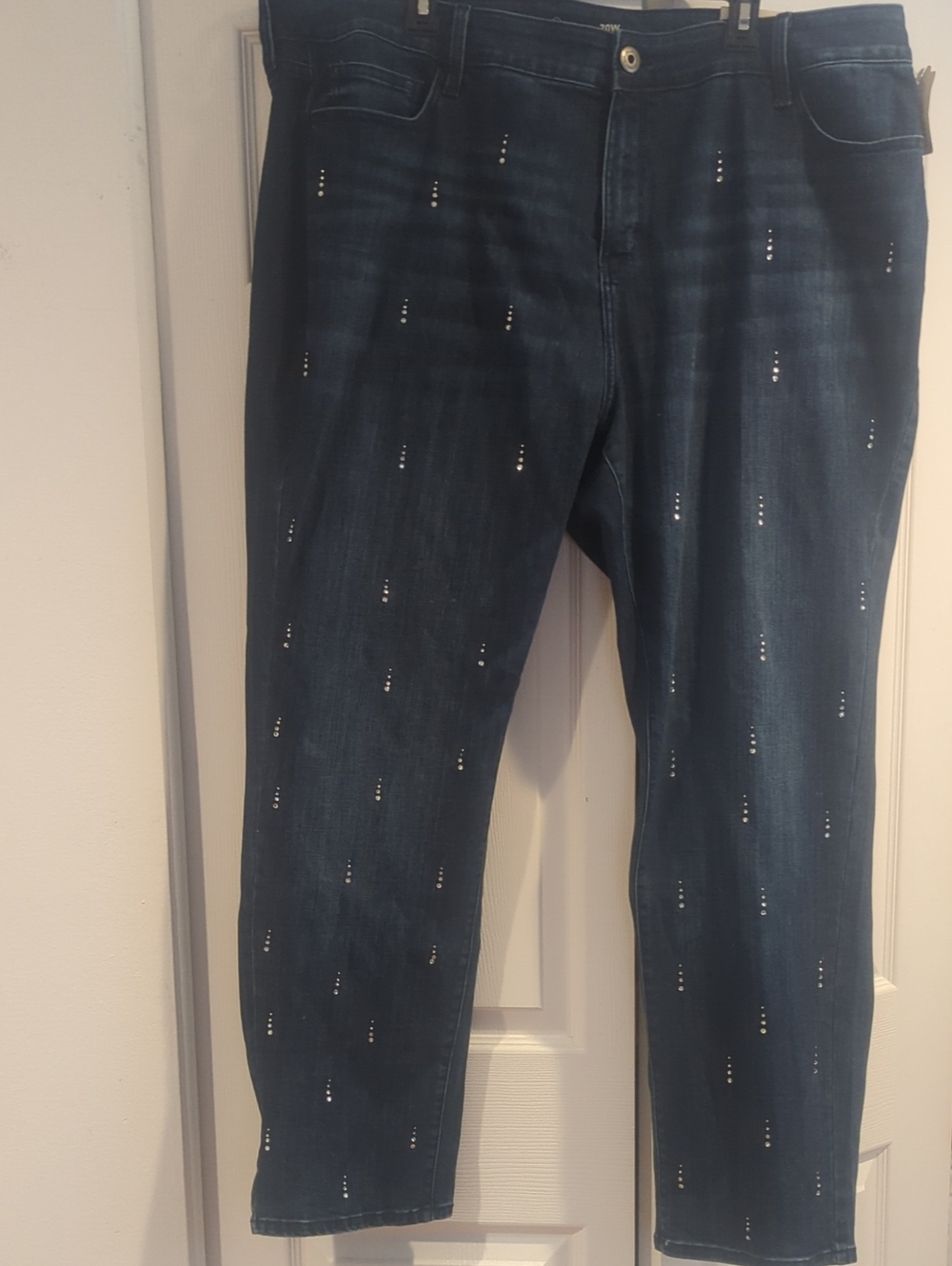 Dark Blue Rhinestone Studded Women’s Jeans